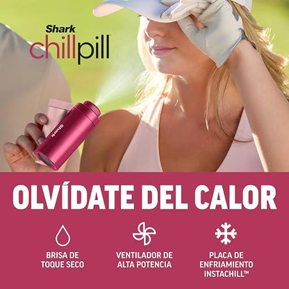 Shark Chillpill Sistema Refrigeración y Ventilador Personal 3 en 1, Rosa | Ventilador + refrigerador + humidificador | Inalámbrico y portátil | Contacto seco sin goteos