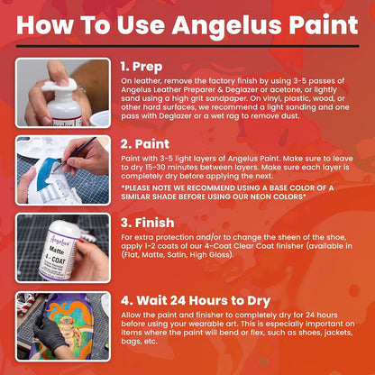 Angelus Leather Paint Basics Kit, Contains 1 Ounce Bottles of Black, White, Red, Blue, Yellow and Preparer, Plus a 5-Piece Angelus Brush Set (799-01-KIT)