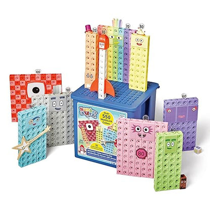 hand2mind Numberblocks Heroes with Zeroes MathLink Cubes, Juego de Actividades de Aprendizaje Preescolar, manipuladores de matemáticas, jardín de Infantes, Bloques de conteo, Cubos de Enlace de