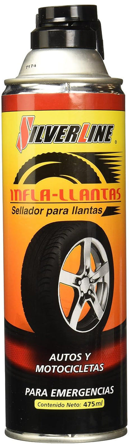 Silverline DC-EQ-INF Infla Llantas Express, 475 ml