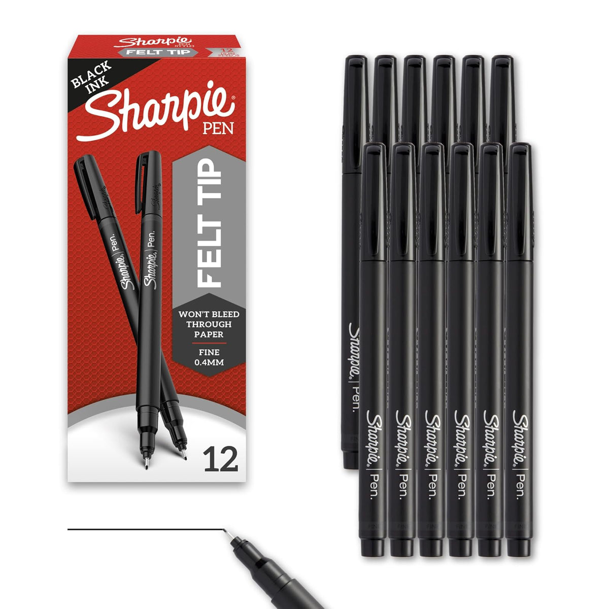 Sharpie Pen Negro 12pieza(s) pluma estilográfica - Pluma estilográficas (Negro, Negro, Gris, 12 pieza(s))