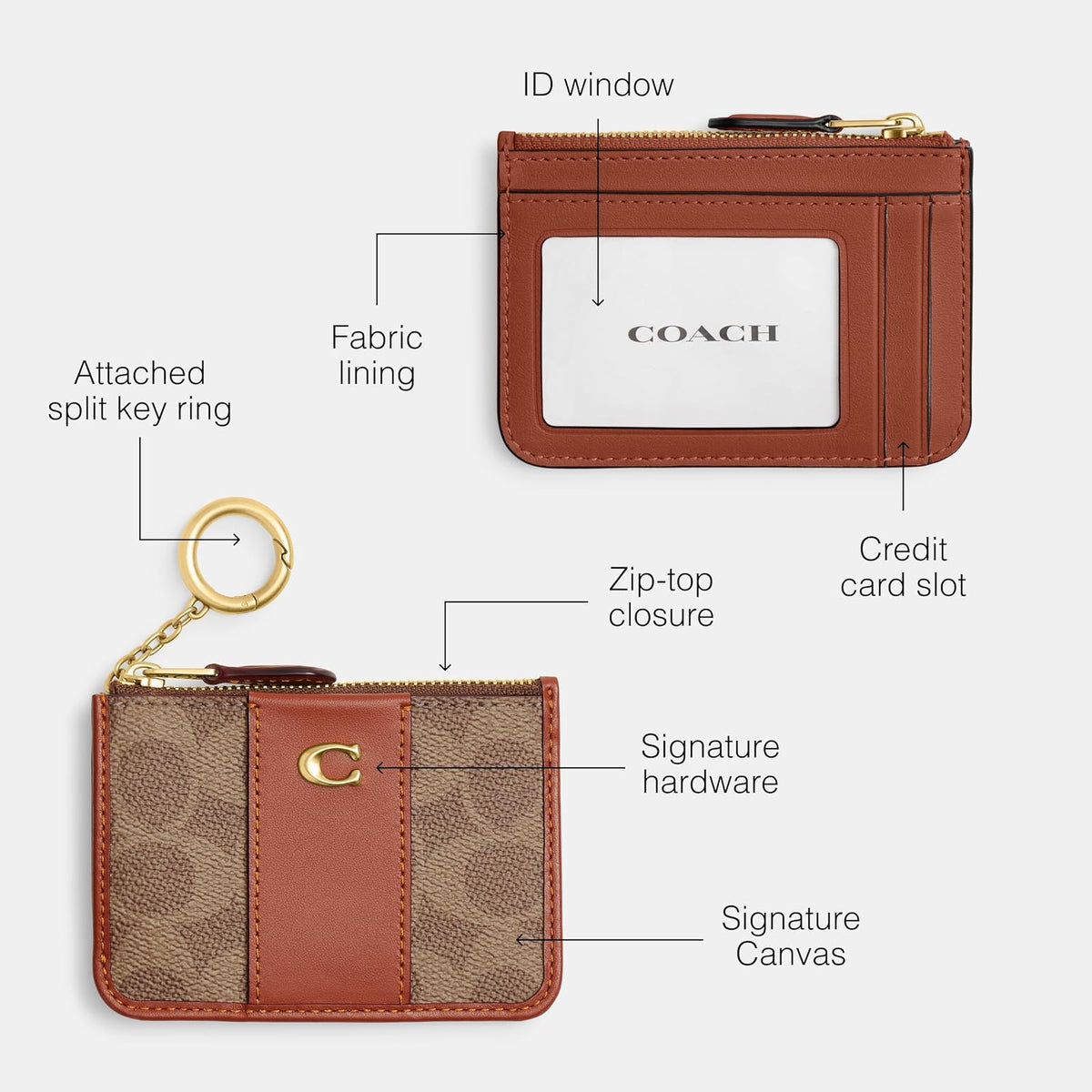 Coach Mini Id Skinny, color tostado