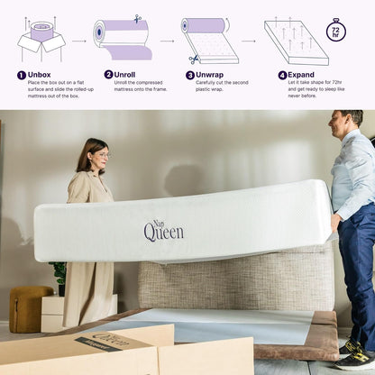 NapQueen Colchón de 8 Pulgadas, tamaño matrimonial, colchón de Espuma viscoelástica de carbón de bambú, Cama en una Caja