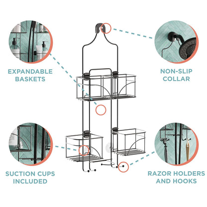 Zenna Home Zenith Products 7446ss - Organizador de regadera Extensible para regadera de Mano o Botellas Altas, Bronce, 1