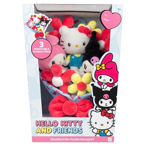 Jazwares Hello Kitty and Friends - Ramo de celebración de Felpa de 12 Pulgadas, 9 Felpa incluida, Producto Oficial de Sanrio