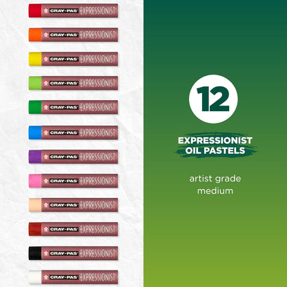 SAKURA Barras Óleo Pastel Set 12 Colores | Barras Artísticas | Pasteles originales al óleo para artistas, textura cremosa para mezclar, capas y arañazos, no tóxicos, calidad japonesa