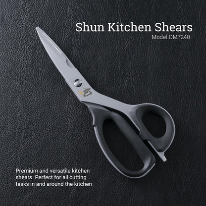 Shun Tijeras de Cocina de Alta Calidad; Acero Inoxidable, Empuñaduras de Elastómero, Hojas Dentadas, Separables para Limpieza Fácil