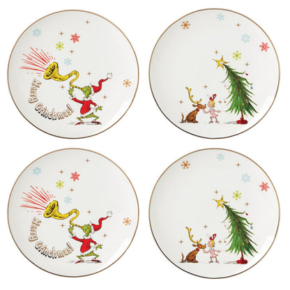 Lenox Set 4 Platos para Ensalada Merry Grinchmas Porcelana Surtidos 20 cm El Grinch