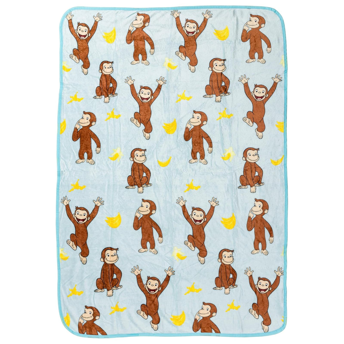 Silver Buffalo Curious George plátano Monkey - Manta de Franela Raschel de 45 x 60 Pulgadas, 185 g/m²