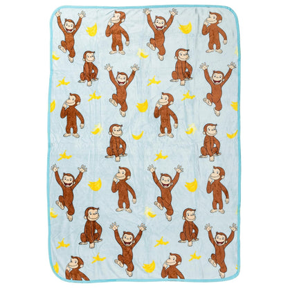 Silver Buffalo Curious George plátano Monkey - Manta de Franela Raschel de 45 x 60 Pulgadas, 185 g/m²