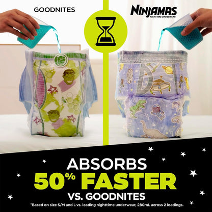 Pampers Ninjamas, Overnight Diapers, Nighttime Underwear, Disposable Underwear Boys, 34 Count, Size L/XL (64-125 lbs)