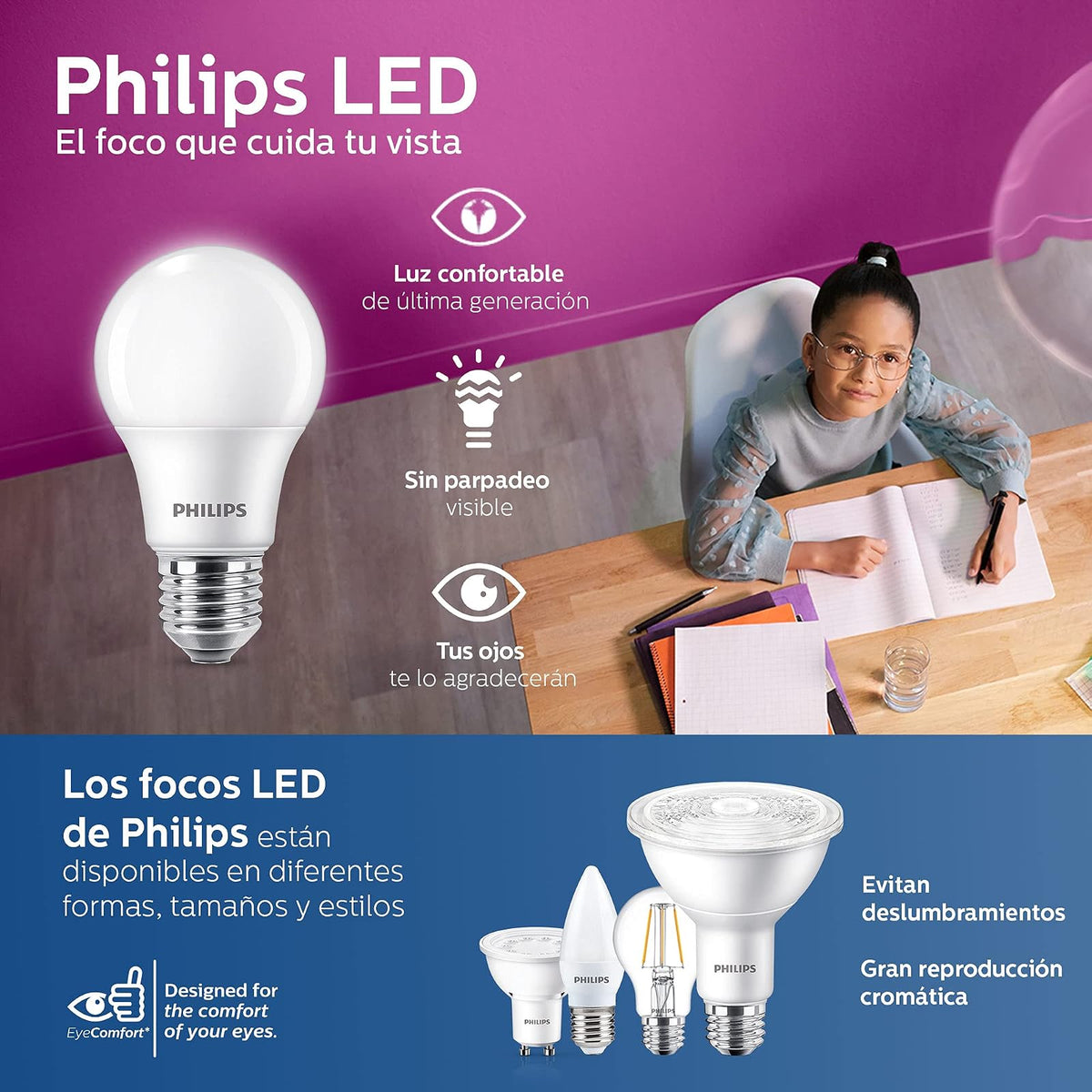 Philips LED Foco A19 luz cálida - Sensor de luz natural