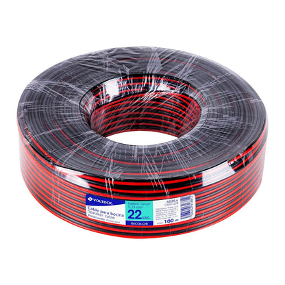 Volteck Cable para Bocina CABO-18B, 18 AWG, Bicolor, 100 m - Bicolor - Calibre 22
