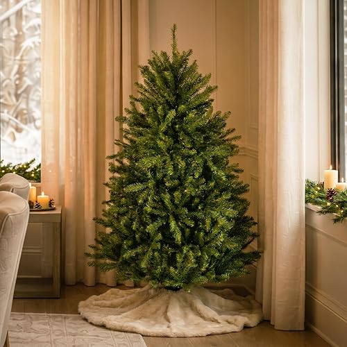 National Tree Company - Mini árbol de Navidad Artificial, Verde, Abeto Dunhill, Incluye Soporte, 1.4 m