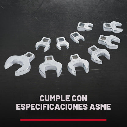 CRAFTSMAN - Juego de llaves de cuervo, extremo abierto, SAE, 10 piezas (CMMT12052LZ)
