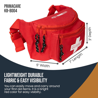 Primacare KB-8004 Riñonera Vacía de Primeros Auxilios para Emergencia, 8 x 5 x 3 Pulgadas, Rojo