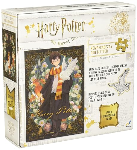 Novelty Corp - Rompecabezas de Colección, Edición Harry Potter, Juego de Mesa, Especial Diseño con Glitter, Mejora Agilidad Mental, Puzzle de 500 Piezas de Cartón