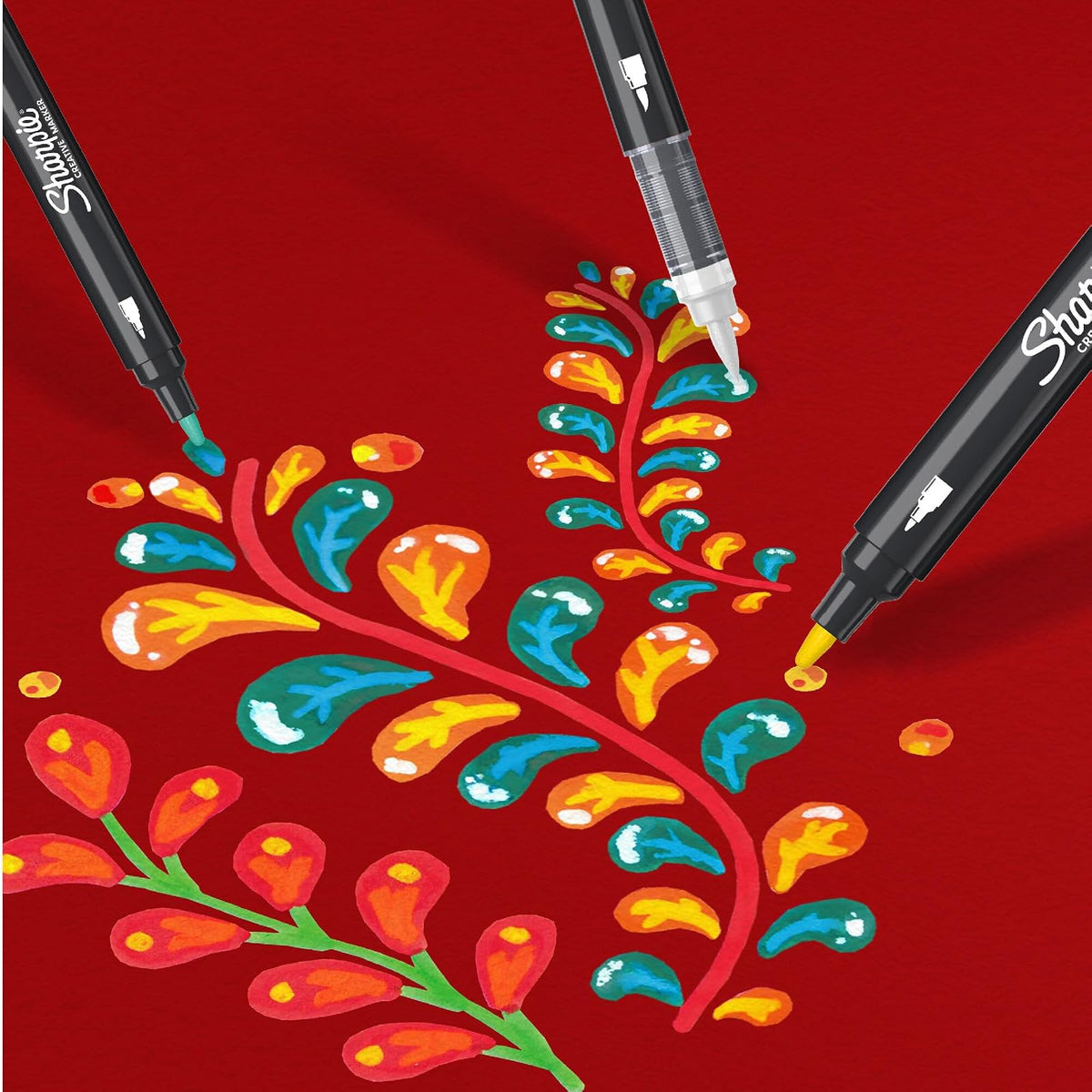 Sharpie Marcadores Creativos, Marcadores Acrílicos a Base de Agua, Punta Pincel, Colores Surtidos, 5 Piezas