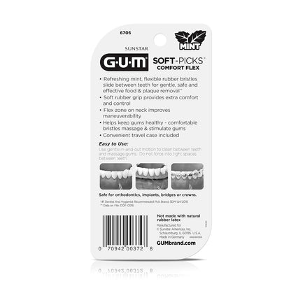 GUM Soft-Picks Comfort Flex, púas dentales fáciles de usar para limpiar los dientes, cepillos interdentales desechables con práctico estuche de transporte, púas dentales recomendadas por dentistas