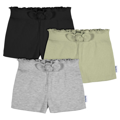 Gerber - Paquete de 3 Pantalones Cortos de Punto sin Cierre para niñas