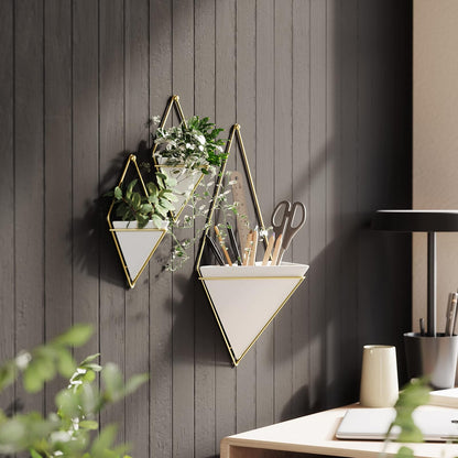Umbra 470753-524 Trigg Hanging Planter Vase, Brass, Small, Latón