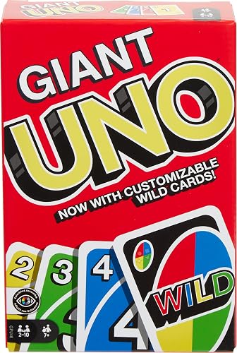 Mattel Games Juego de Cartas Familiar Gigante UNO con 108 Cartas de Gran tamaño e Instrucciones (Idioma español no garantizado), Gran Regalo para niños a Partir de 7 años