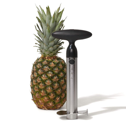 OXO Good Grips 3108300 Stainless Steel Ratcheting Pineapple Slicer, Plata/Negro
