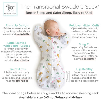 Amazing Baby Saco de Transición para Bebé Mangas Medias Pequeño 6-14 Libras