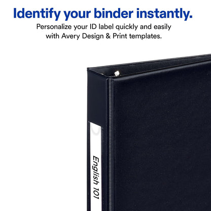 Avery Mini carpeta duradera de 3 anillas, anillos redondos de 1 pulgada, capacidad para papel de 5-1/2 x 8-1/2 pulgadas, soporte para etiquetas de identificación de lomo (27257)
