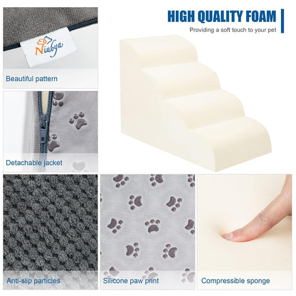 Escaleras para Perros pequeños, rampa para Perros de Espuma de Alta Densidad, escalones Extra Anchos para Mascotas con Parte Inferior Antideslizante para Camas Altas, chuché y sofá, lo Mejor para