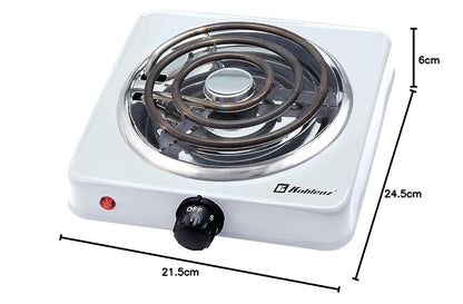 Parrilla eléctrica Koblenz de 1 Quemador de Espiral para Mejor Distribución de Calor, Termostado de Seguridad, 5 Niveles de Calentamiento, Indicador Luminoso, Calentamiento Rápido, modelo PEKM-1000 EG