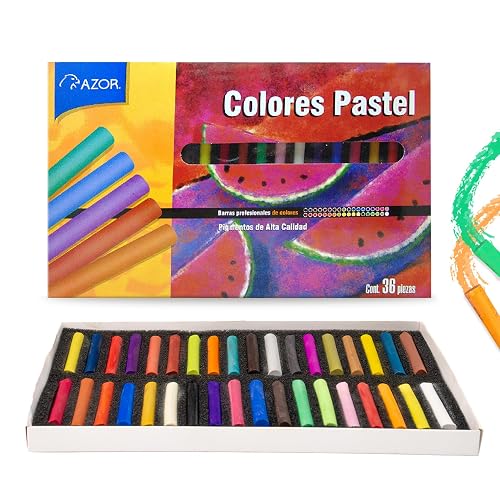 Azor Gises Pastel 36 Piezas,Pigmentos de Alta Calidad Para Dibujo 309.DAD0502