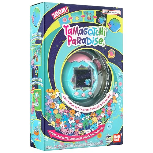 TAMAGOTCHI Paradise Bosque de Jade, Mascota Electrónica Virtual a Color con Zoom Interactivo, Conectividad Entre Dispositivos, Juguete Bandai para Niños