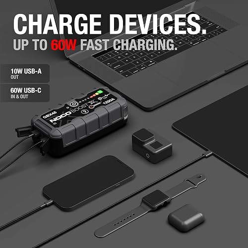 NOCO Boost X GBX45: Arrancador de batería de Auto 1250A – Booster de Litio portátil 12V, Power Bank y Cables para Pasar Corriente – para Motores de Gasolina hasta 6.5L y diésel hasta 4.0L