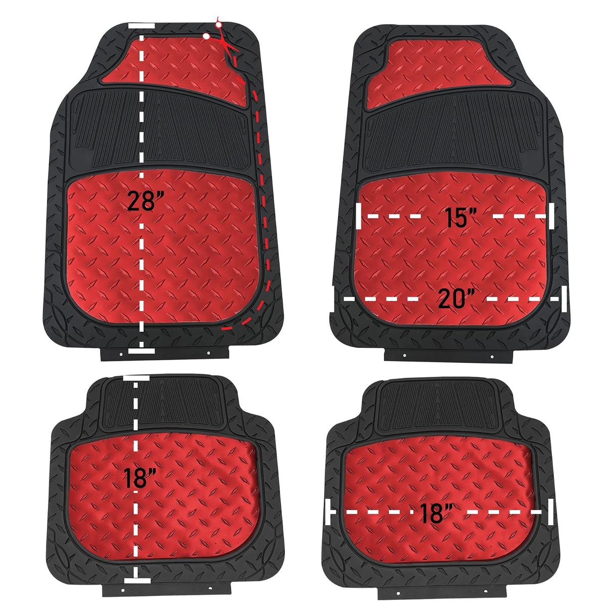 FH Group F11315RED - Alfombrillas de Goma para Todo Tipo de Clima, para Automóviles, Camiones y SUV, Ajuste Universal para Adaptarse al diseño