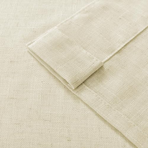 Joydeco - Cortinas de Lino para Sala de Estar, Cortinas filtrantes de luz de 84 Pulgadas de Largo, Juegos de 2 Paneles, Cortinas Blancas de Lino con Bolsillos para Barra Trasera (52 x 84 Pulgadas