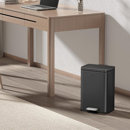 EKO Madison - cubeta de basura para baño de 12 litros/3.2 galones con tapa y cesta interior extraíble, cubeta de basura rectangular pequeño paso