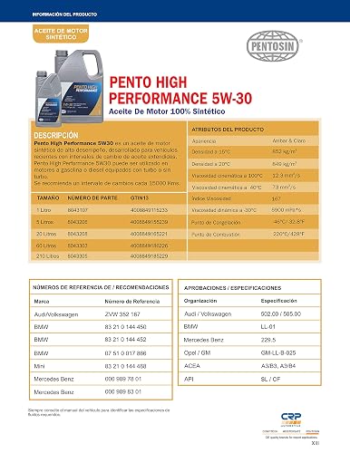 Pentosin Aceite de Motor HP 5W-30, 5 L