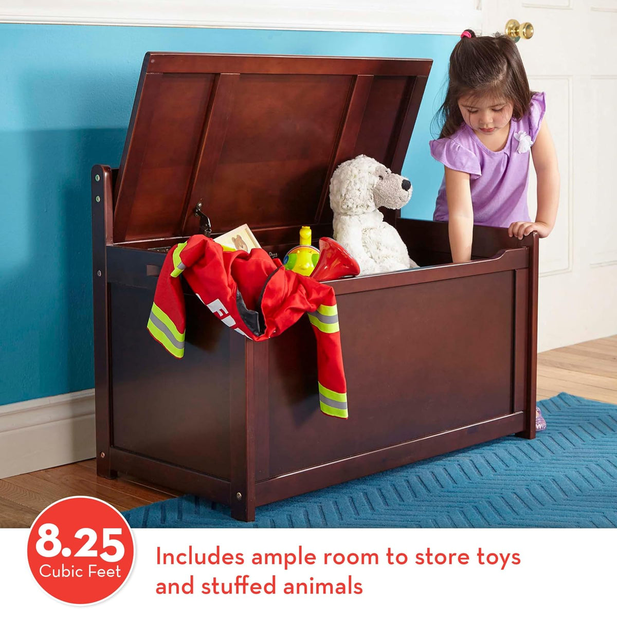 Melissa & Doug Baúl de madera para juguete, baúl de madera resistente, 2.34 metros cúbicos de almacenamiento, fácil de armar, color espresso