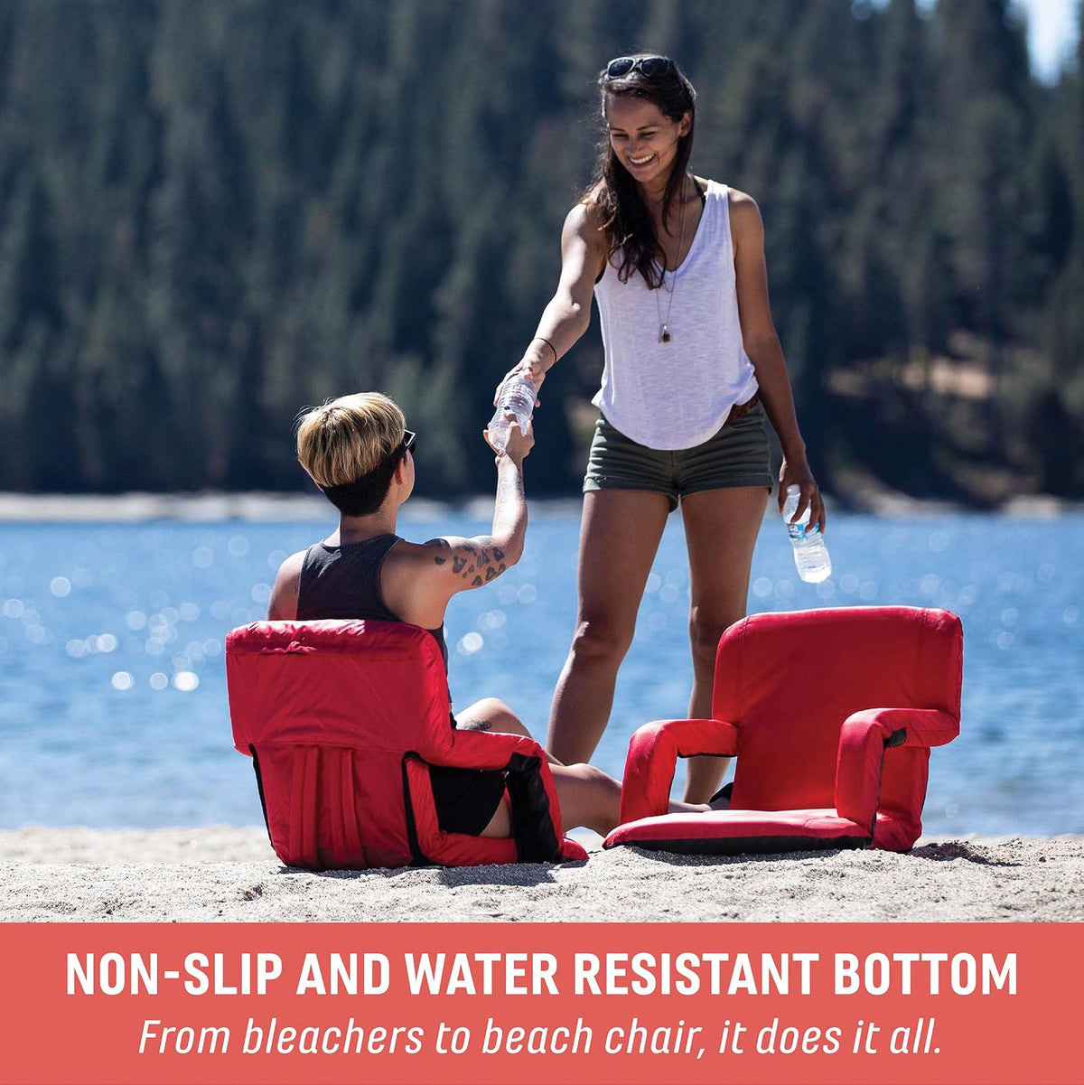 ONIVA - una Marca de Picnic Time - Asiento reclinable Ventura con Soporte Trasero, Asiento blanqueador