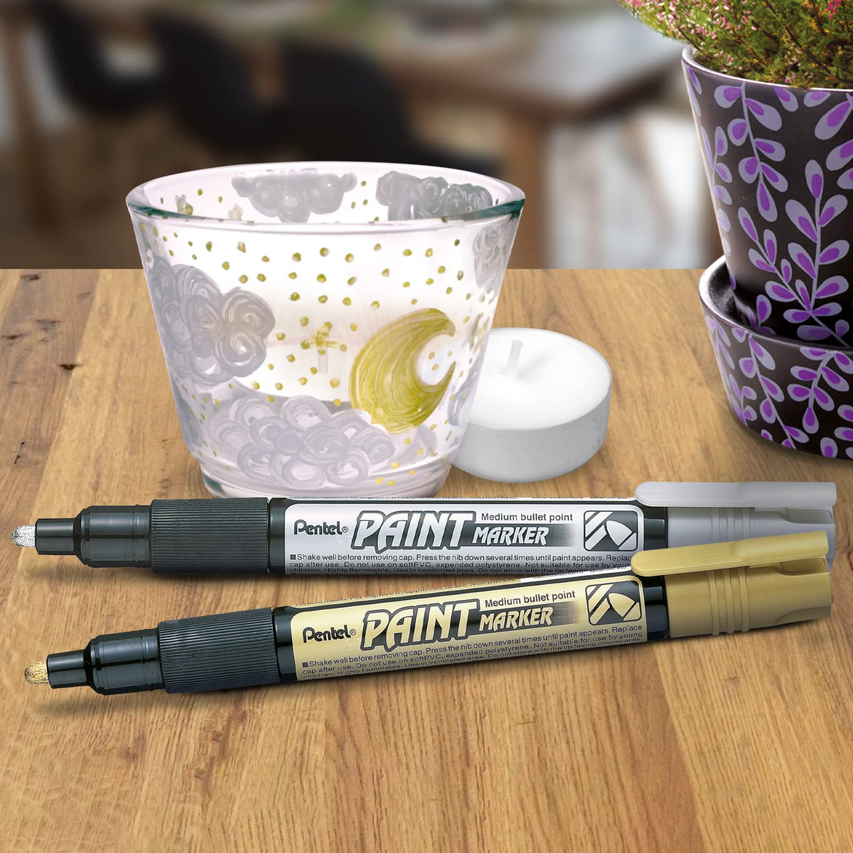 Marcador Permanente Uso Industrial Pentel Plata/12 Piezas-MMP20-Z