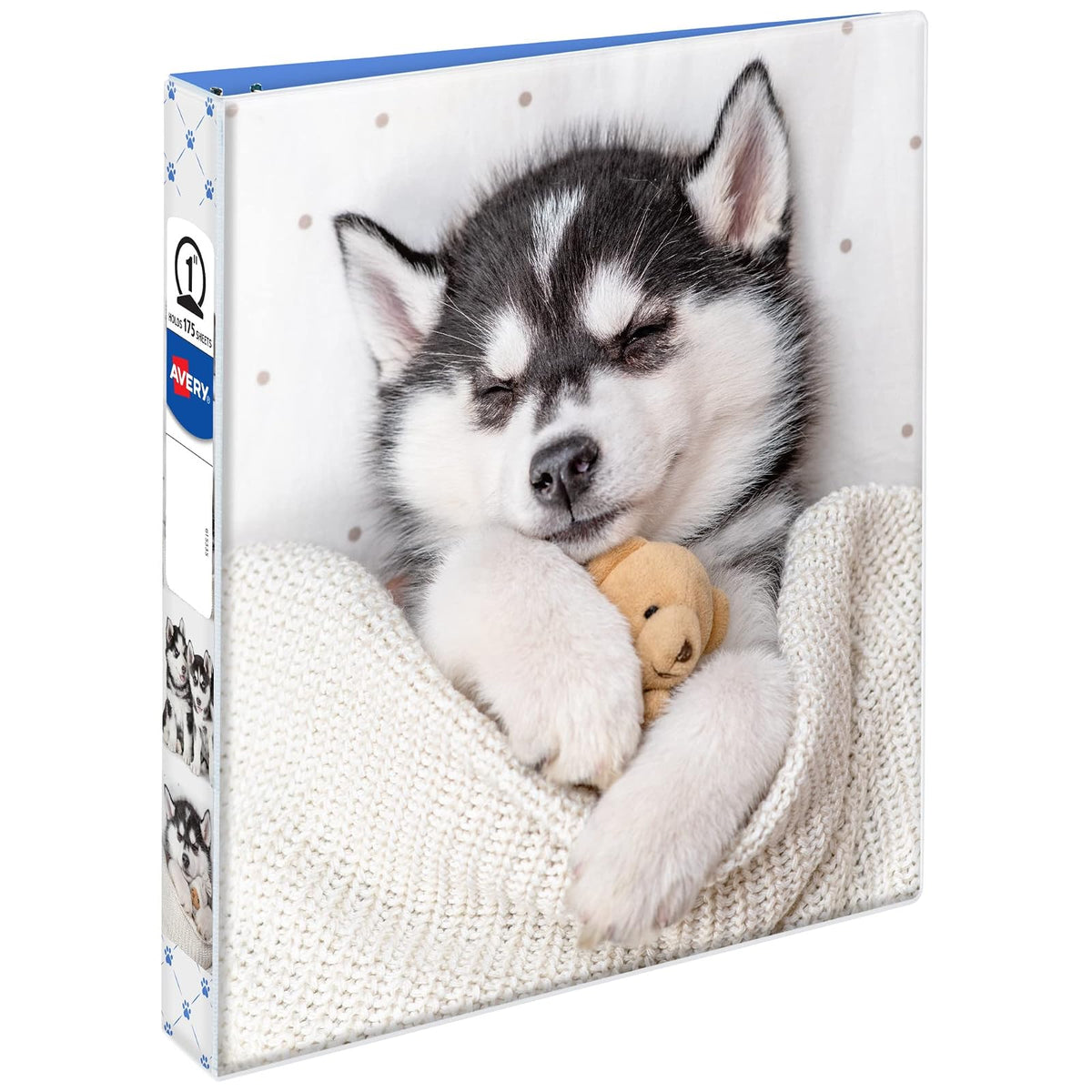Avery Friends - Carpeta de 3 anillos, anillos redondos de 1 pulgada, cachorro husky (26841)