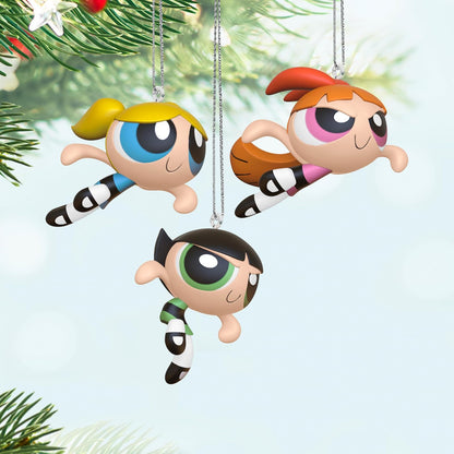 Hallmark Adornos de Navidad 2024, The Powerpuff Girls Blossom, Bubbles and Buttercup, Juego de 3, Regalos de Dibujos Animados