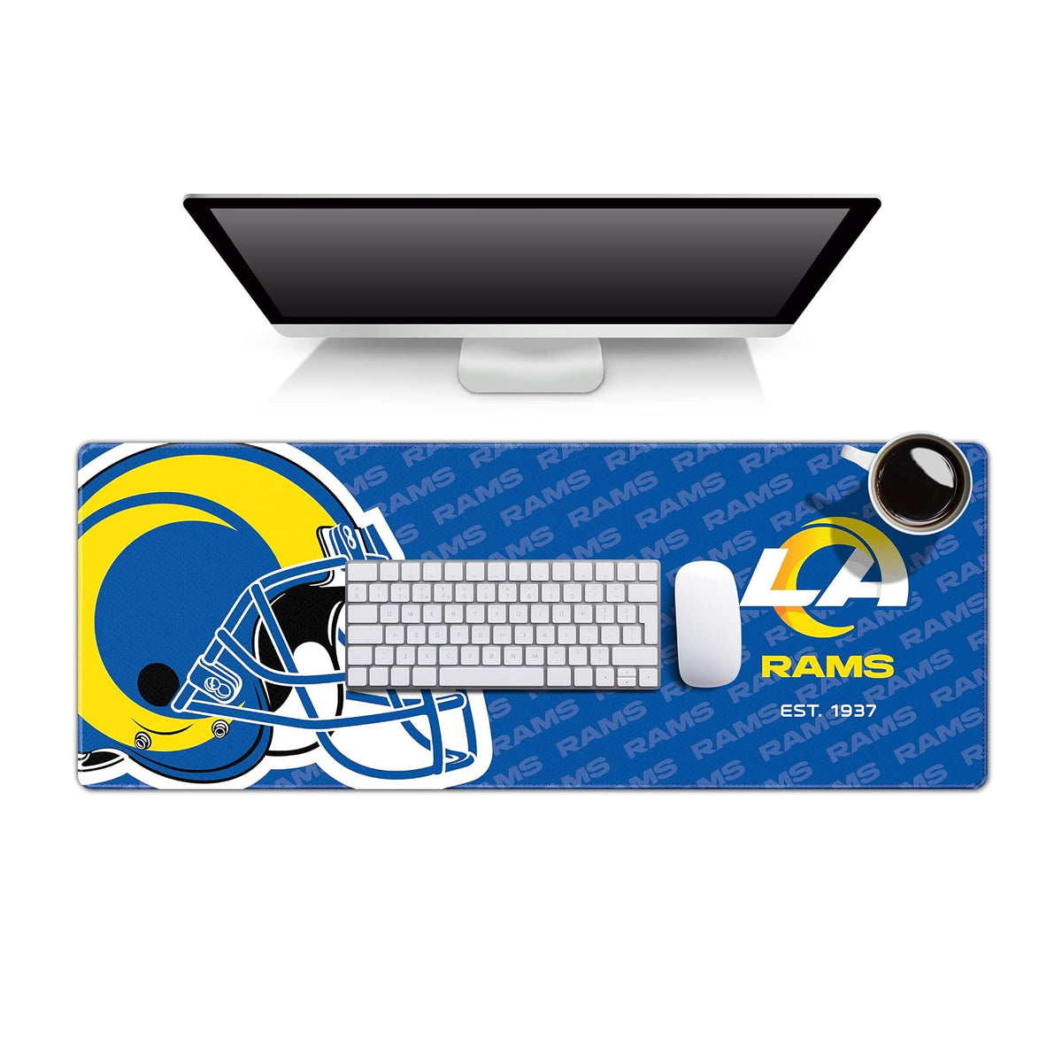 YouTheFan Tapete para Escritorio NFL con Logo de tu Equipo - 30.5 x 80 cm - Los Angeles Rams