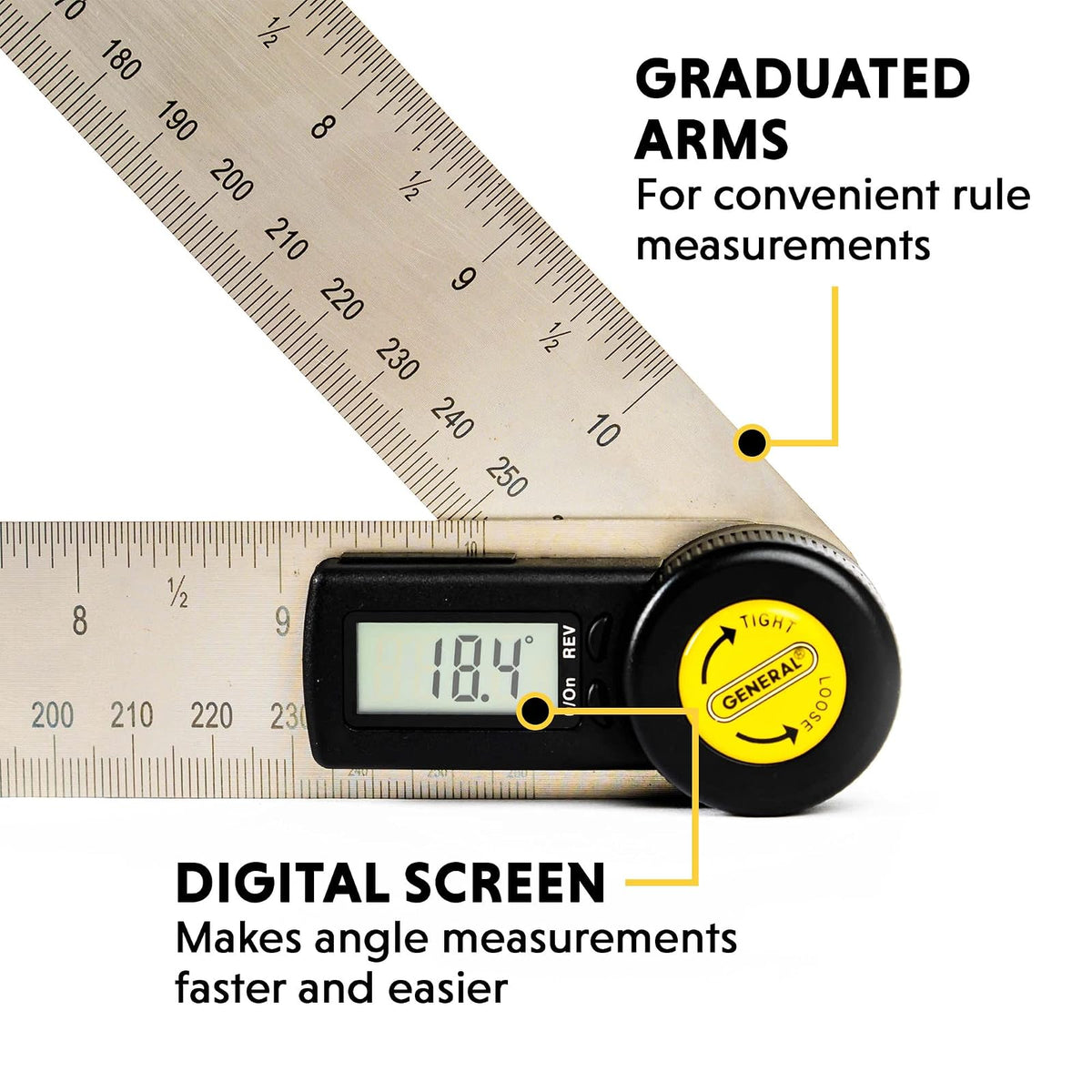 General Tools & Instruments 823 Digital Angle Finder Rule, 10-Inch
