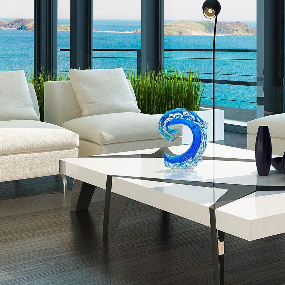 Beachcombers - Mesa con ruedas para decoración náutica, color azul