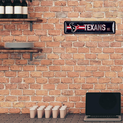 Rico Industries NFL Houston Texans - Cartel de Metal para Calle (4 x 15 Pulgadas), Ideal para el hogar, Dormitorio, decoración de Cueva de Hombre