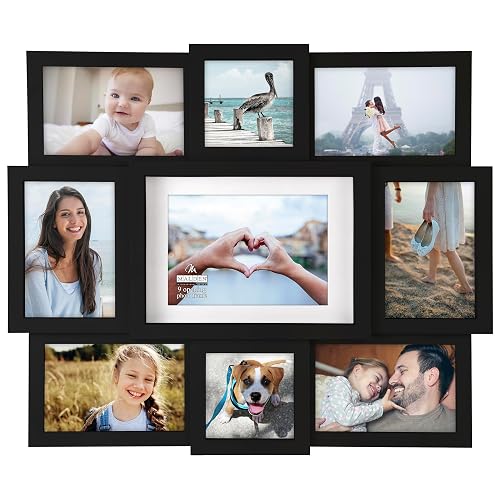 Malden Array Black Plastic 9-Opening Puzzle Collage Picture Frame