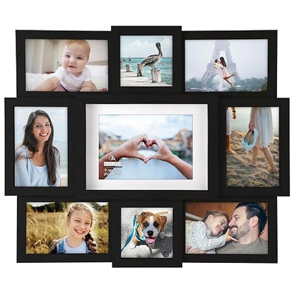 Malden Array Black Plastic 9-Opening Puzzle Collage Picture Frame