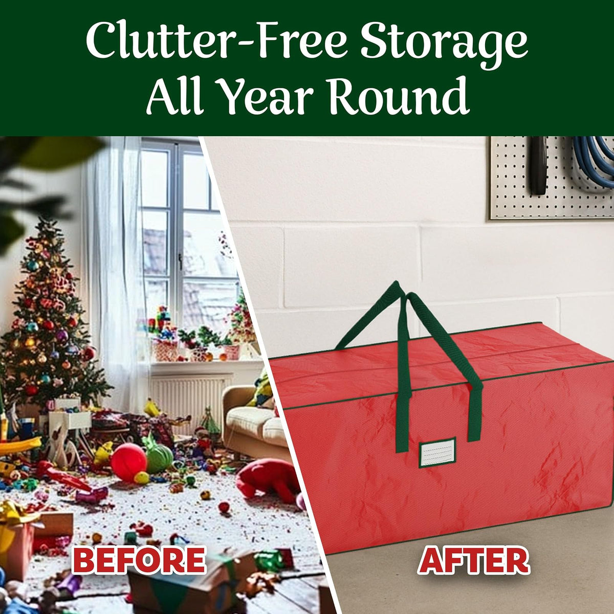 Elf Stor 83-DT5524 Christmas Storage Bags Holiday Large for up to 7.5 Ft Trees | Set of Two | Red